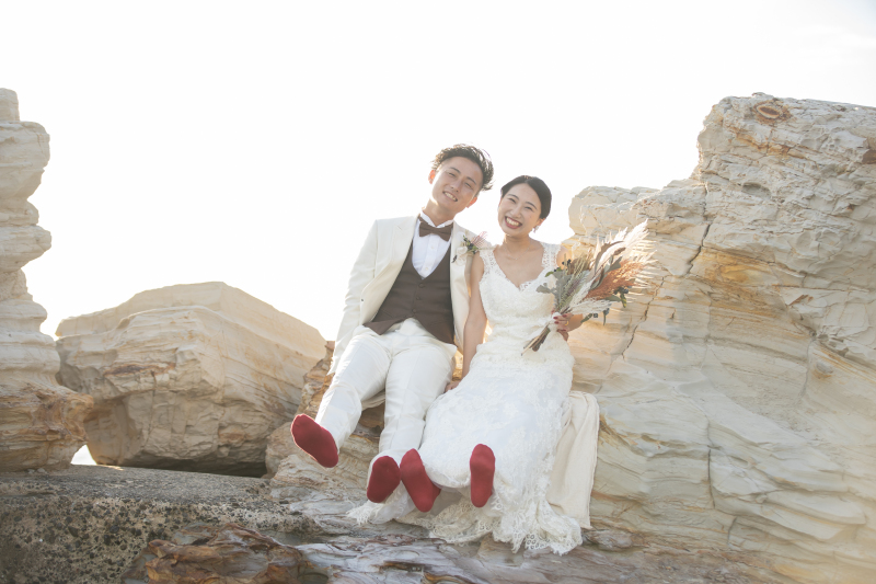 お揃いの真っ赤な靴下