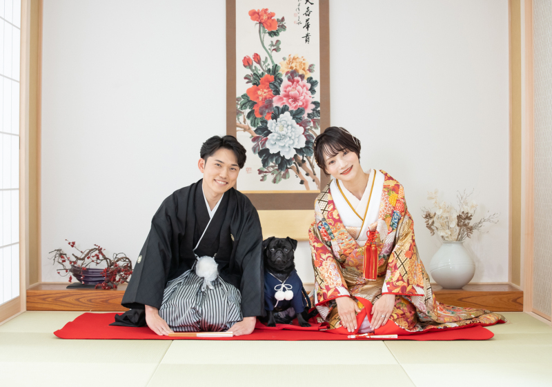 【ペットと一緒に和装スタジオ撮影】和室スタジオ　必要な項目が全てコミコミの安心プラン　１着150cutデータ付