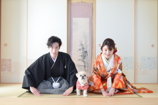 ワンちゃんと一緒に♡スタジオ和装洋装フォト