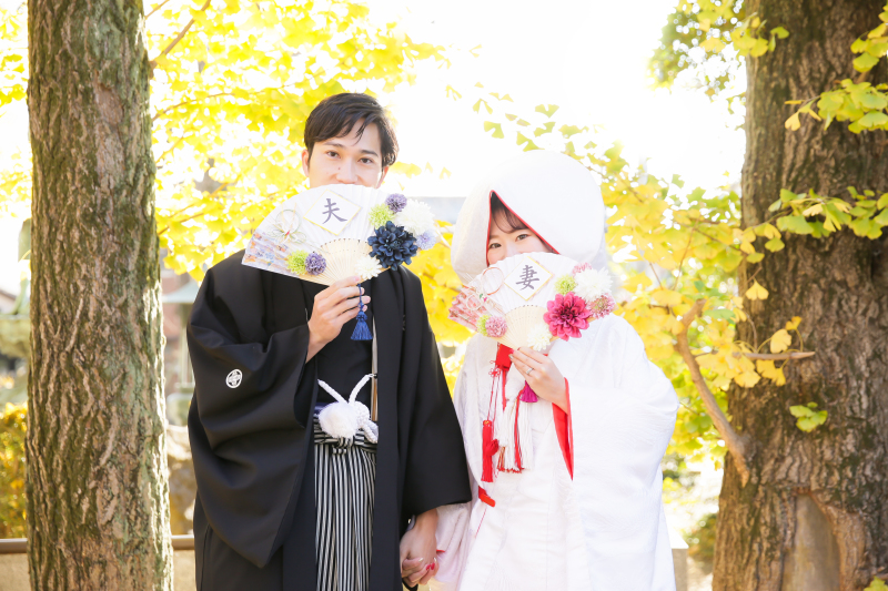 イチョウの紅葉をバックにラストカット!