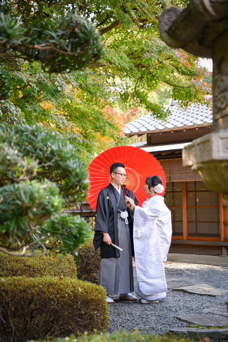 お池のある庭園で