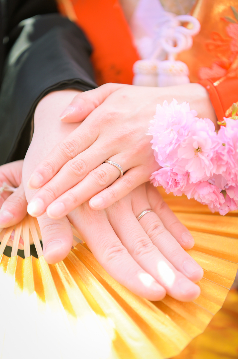 指輪のアップにも桜を添えて♪