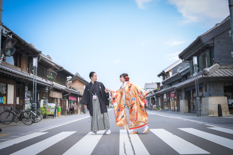 街並みの道路で!