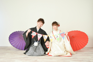 手作りガーランドで撮影♪