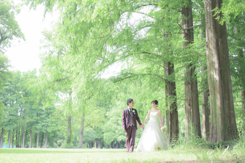 6月末まで【前撮りやロケーション撮影ご希望の方に】新緑　洋装ロケーション2点プラン　ウエルカムボードプリント付