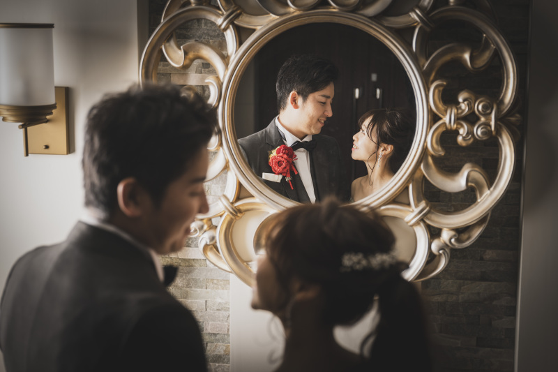 鏡を活かしてのショット