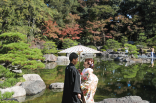紅葉と庭園ロケーション