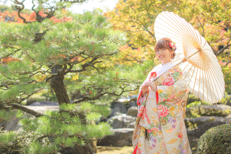 松の木と紅葉
