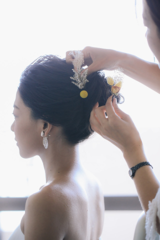 新婦ヘッドドレスチェンジ