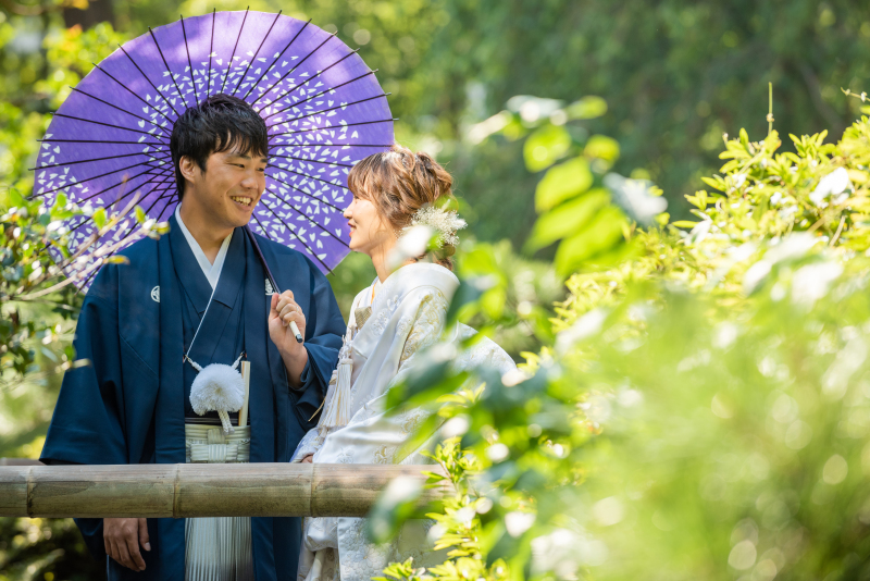 新緑の日本庭園にて