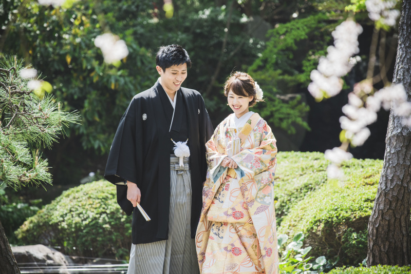 ホテルならではの和装庭園にて