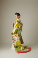 グリーン地にゴールドのぼかし