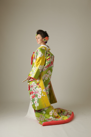 グリーン地にゴールドのぼかし