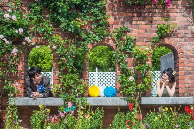 カラフルな花と