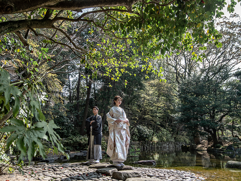 緑の中で撮影しました