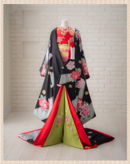 赤引き振袖+黒打掛