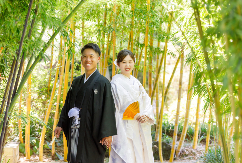 竹林で