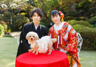 愛犬のソロショットもご一緒に☆和装洋装ウエディング撮影