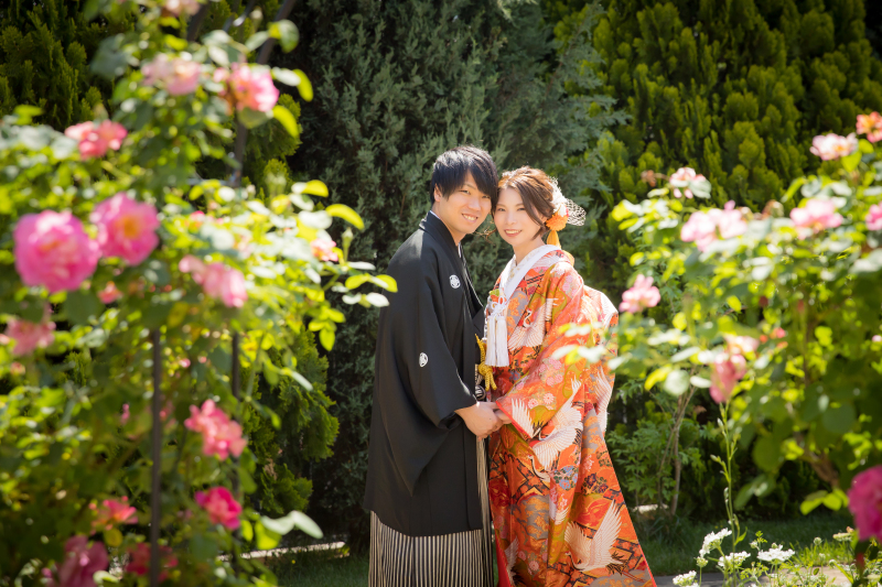 色打掛と紋付き袴。