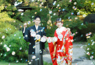 シャボン玉のようなはじける笑顔で☆笑顔が眩しい和装ウエディングフォト