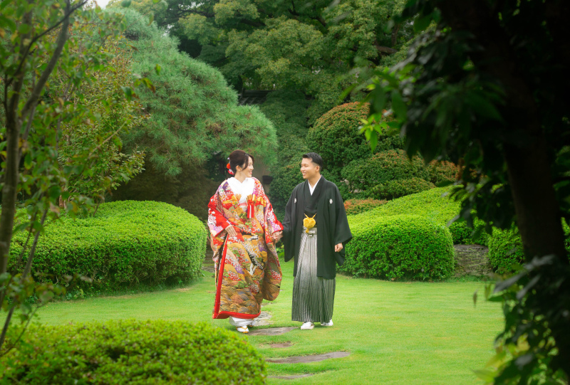 【色打掛+白無垢】和装2着アルバムプラン◇【神社&本格日本庭園・和装2着】白無垢は徒歩1分神社で【アルバム+ボード+データ】