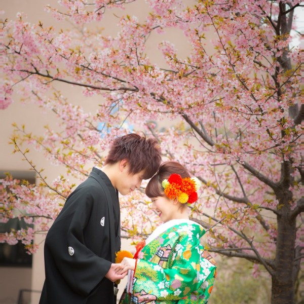 【河津桜ロケ】和装【館内ガーデン河津桜ロケ撮影料無料！日本庭園撮影も◇5０カット。お得な川津桜キャンペーン