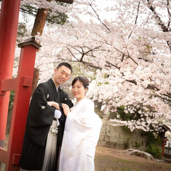 【神社桜ロケ徒歩1分】和装　徒歩1分隣接神社＋本格日本庭園◇データ50カットプラン