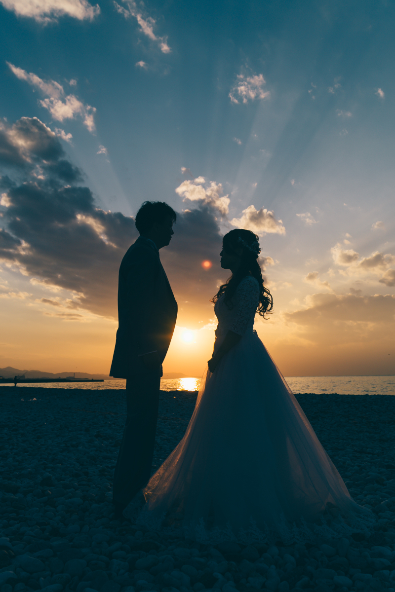 大理石×夕焼け×シルエット