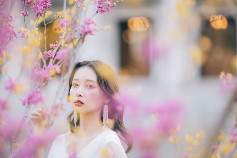 エントランス前に咲く花と