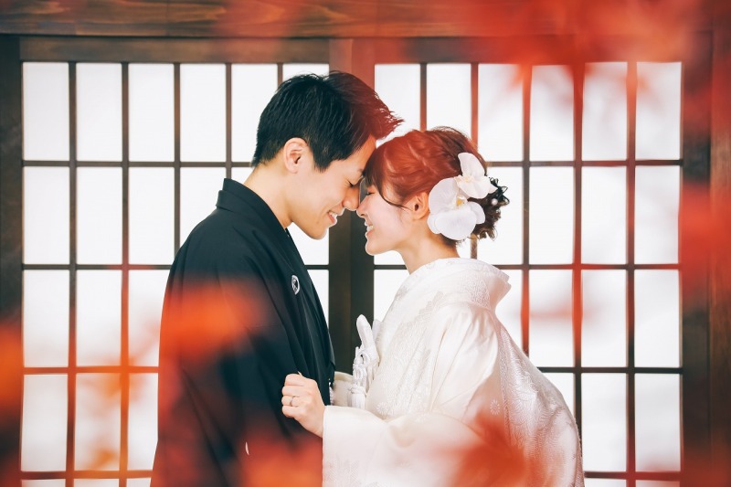 紅葉と一緒に