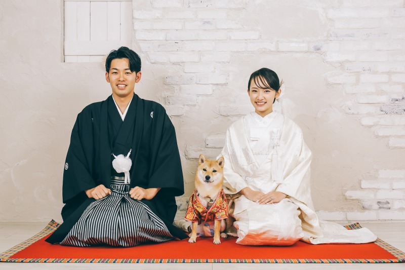 ワンちゃんと定番の正座ショット!