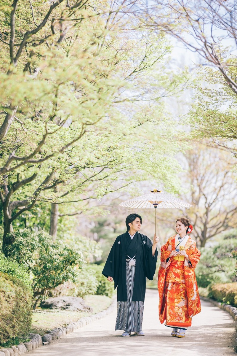 スタジオアンルージュなんばOCAT店_庭園で撮影できる