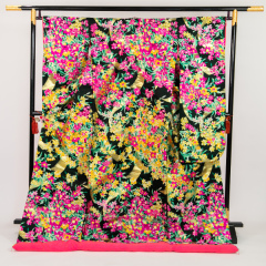 R534-黒にピンク花