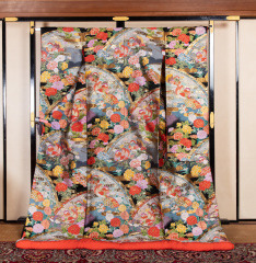 R39-グレイ地鴛鴦花-わんちゃん抱っこOK衣装