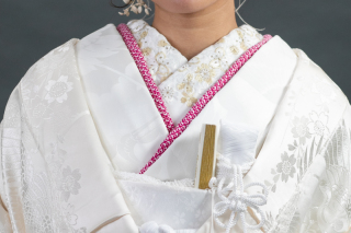 重ねえり・鹿の子柄・ピンク