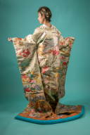 R113-クリームぼかし 梅に花車