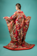 R108-赤地 束熨斗に四季花