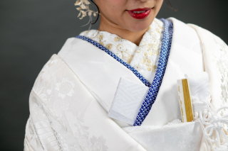 重ねえり・鹿の子柄・青