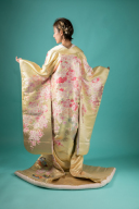 R123-薄黄色 桜に鴛鴦