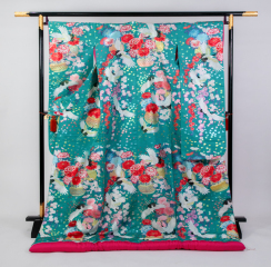 R-548グリーン飛鶴菊柄