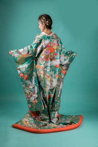 R116-エメラルドグリーン　飛鶴に花車