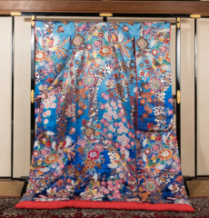 R024-おしどり乱舞青地