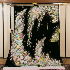 R030-ベルベット花流れ黒