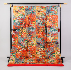 R-554金オレンジ格子柄