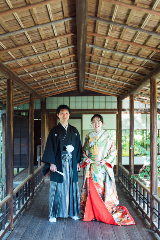 秋の渉成園でロケ撮影