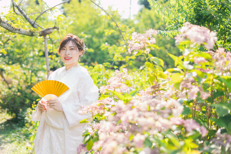 あじさいと一緒に