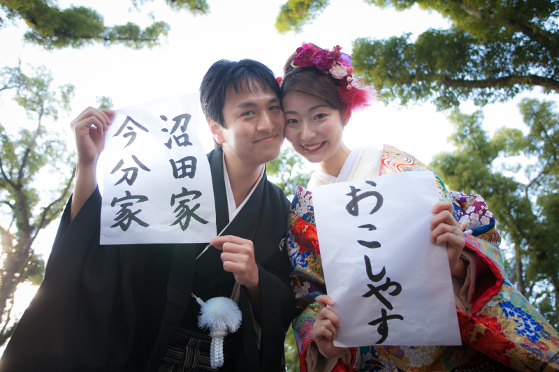 前日に書いた習字とともに