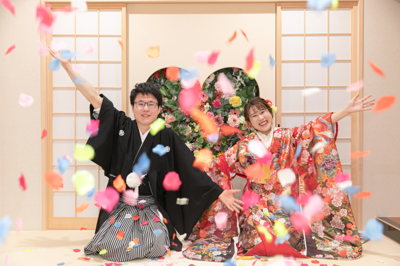 花びらシャワー!