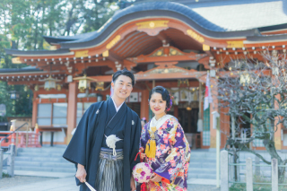 シックな紫のお着物で