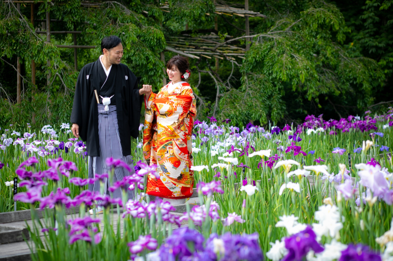 色打掛に架け替えて